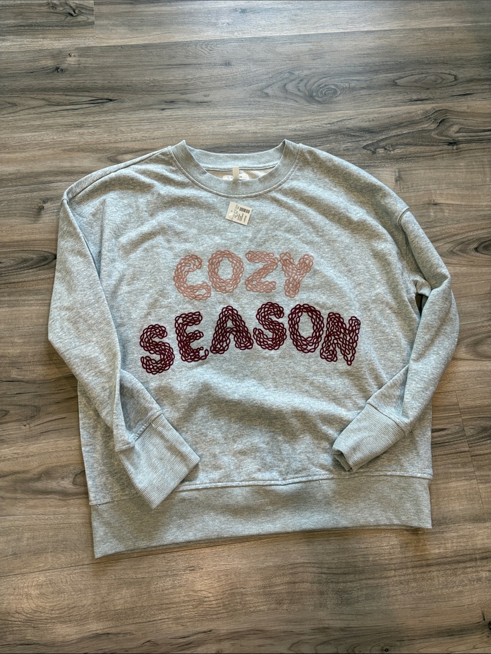 Maurices Gray Crewneck Sweatshirt with Pink & Burgundy 'Cozy Season' Graphic
